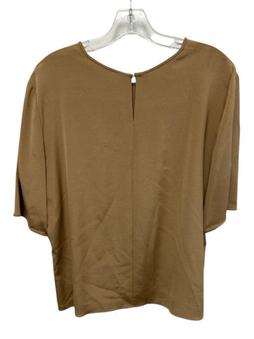 Carolina Herrera Size 16 Light Brown Silk & Lycra Short Sleeve Round Neck Top Light Brown / 16