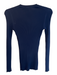Theory Size P Navy Polyamide Ribbed Knit Long Sleeve Crew Neck Top Navy / P