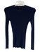Theory Size P Navy Polyamide Ribbed Knit Long Sleeve Crew Neck Top Navy / P