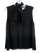 Sportmax Size 4 Black Silk Sleeveless Back Zip Fringe Detail Tie at Neck Top Black / 4