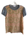 Red Valentino Size Small Peach, Gray & Green Silk Short Puff Sleeve Top Peach, Gray & Green / Small