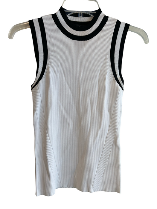 Rag & Bone Size XXS White & Black Viscose Blend Sleeveless Ribbed Top White & Black / XXS