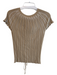 Emporio Armani Size 42 Tan Viscose Blend Cap Sleeve V Neck Ruched Front Top Tan / 42