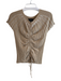Emporio Armani Size 42 Tan Viscose Blend Cap Sleeve V Neck Ruched Front Top Tan / 42
