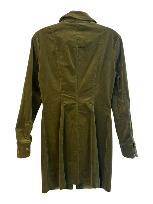 7 For All Mankind Size 2 Forest Green Cotton Front Zip Long Sleeve Ribbed Dress Forest Green / 2