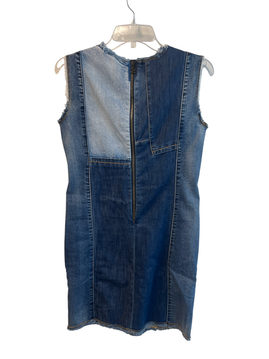 Desigual Size 36 Blue & Red Cotton Blend Sleeveless Patchwork Back Zip Dress Blue & Red / 36