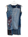 Desigual Size 36 Blue & Red Cotton Blend Sleeveless Patchwork Back Zip Dress Blue & Red / 36