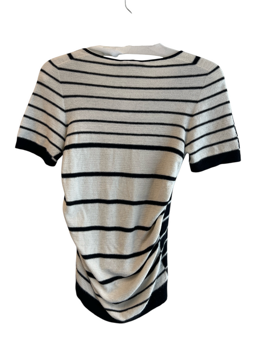Emporio Armani Size 42 Black & White Polyamide Round Neck Short Sleeve Top Black & White / 42