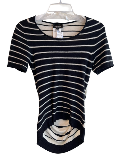 Emporio Armani Size 42 Black & White Polyamide Round Neck Short Sleeve Top Black & White / 42