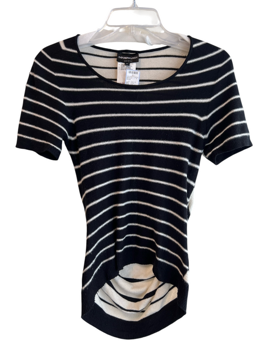 Emporio Armani Size 42 Black & White Polyamide Round Neck Short Sleeve Top Black & White / 42