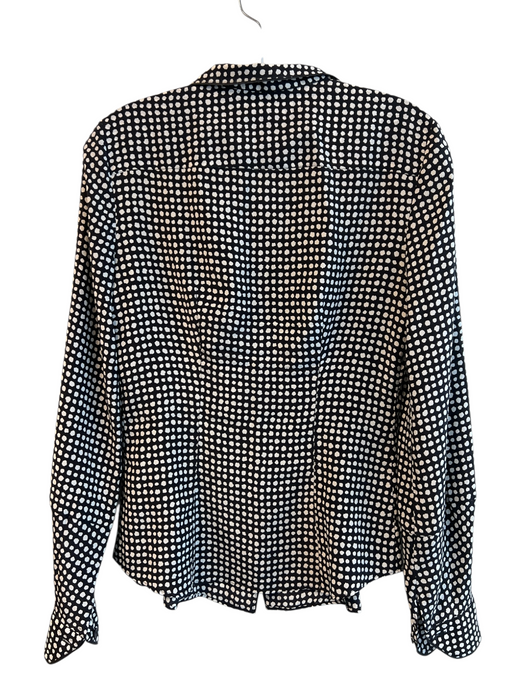 Emporio Armani Size 40 Black & White Silk Button Down Long Sleeve Polka dot Top Black & White / 40