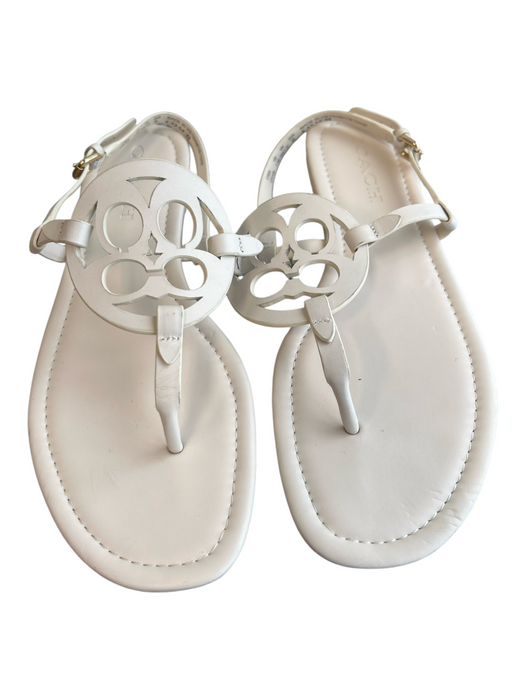 Coach Shoe Size 7.5 White Manmade Material Slingbacks Buckle Logo Thong Shoes White / 7.5