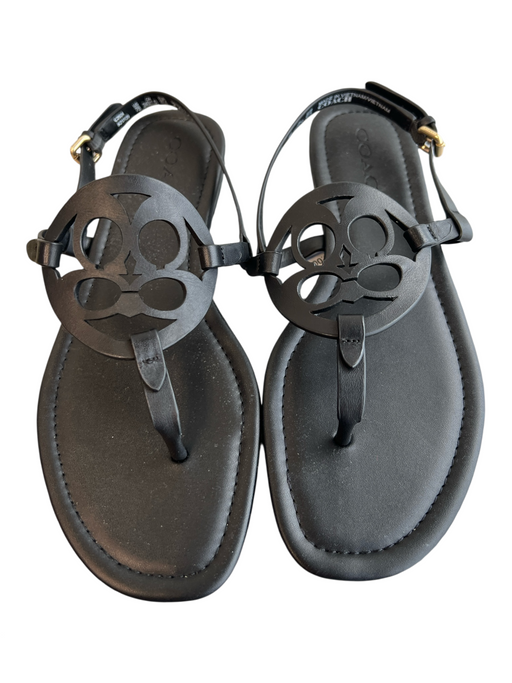 Coach Shoe Size 7 Black Manmade Material Slingbacks Buckle Logo Thong Shoes Black / 7