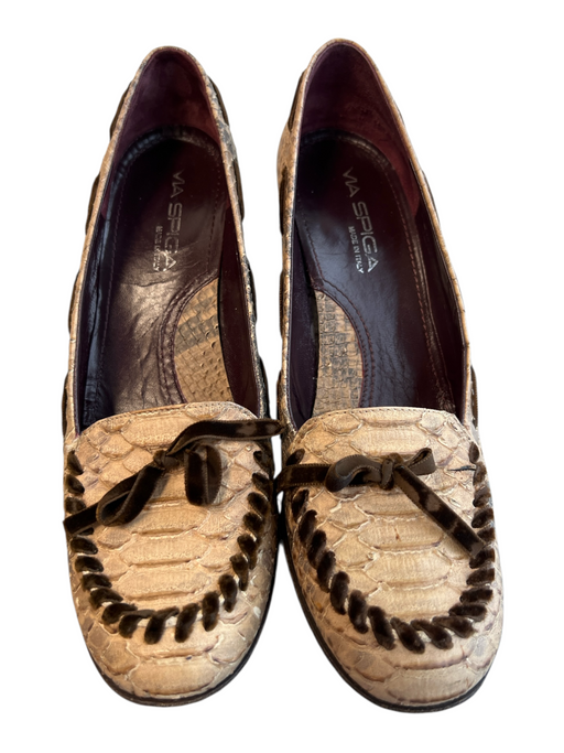Via Spiga Shoe Size 8 Snake Skin Animal Print Bow Velvet Detail Pump Shoes Snake Skin / 8
