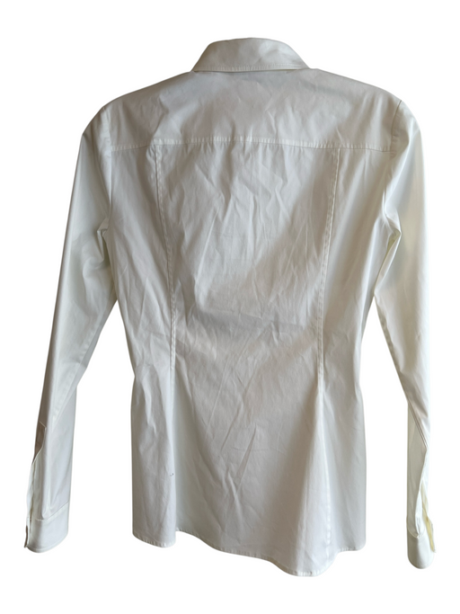 Gucci Size 40 White Cotton Blend Long Sleeve Collared buttondown Top White / 40