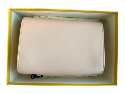Fendi Pale Pink Leather Metal Bar Accents Silver Chain Detail Clutch Bag Pale Pink / Mini