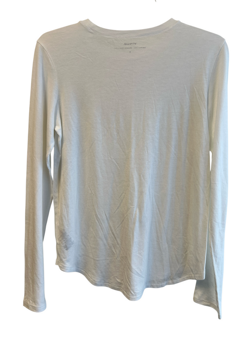Vince Size Sm & Med White Cotton & Modal Long Sleeve Crew Neck T Shirt Top White / Sm & Med