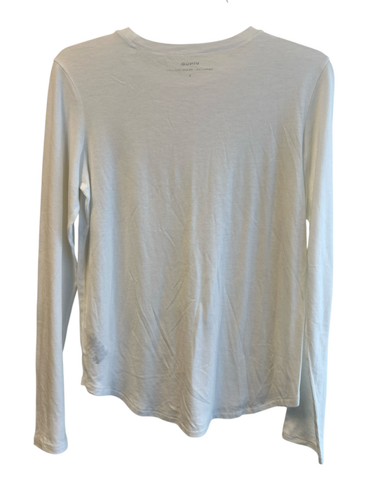 Vince Size Sm & Med White Cotton & Modal Long Sleeve Crew Neck T Shirt Top White / Sm & Med