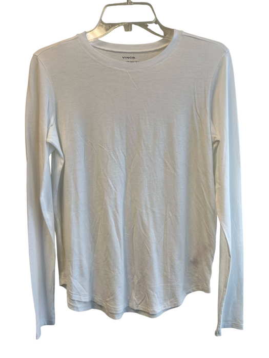 Vince Size Sm & Med White Cotton & Modal Long Sleeve Crew Neck T Shirt Top White / Sm & Med