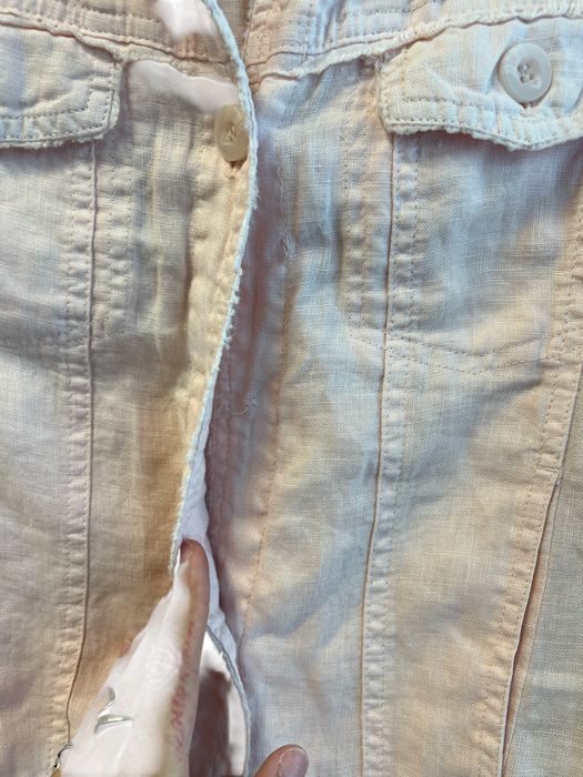 Lulu B Size XS Pale Pink Linen Front Button Collared Pockets Jacket Pale Pink / XS