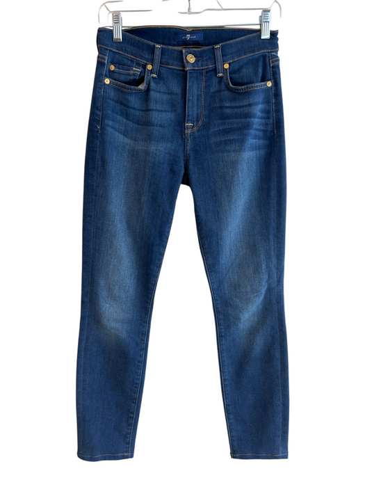 7 For All Mankind Size 25 Dark Wash Cotton Blend 5 Pocket Mid Rise Zip Fly Jeans Dark Wash / 25