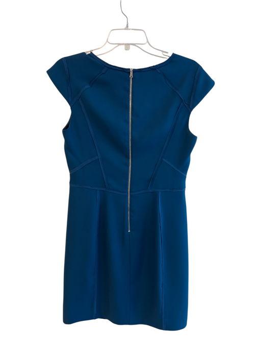 Rebecca Taylor Size 8 Teal Blue Polyester Blend Lined Raw Edge Trim Dress Teal Blue / 8