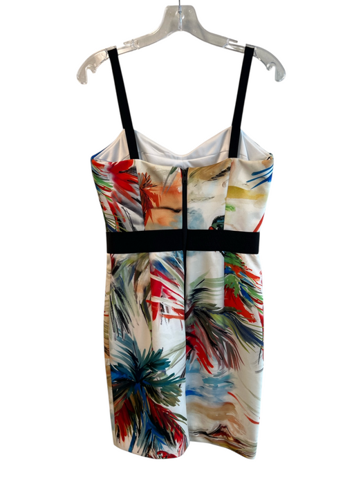 Milly Size 8 White & Multi Polyester Blend Back Zip Sleeveless Knee length Dress White & Multi / 8
