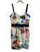 Milly Size 8 White & Multi Polyester Blend Back Zip Sleeveless Knee length Dress White & Multi / 8