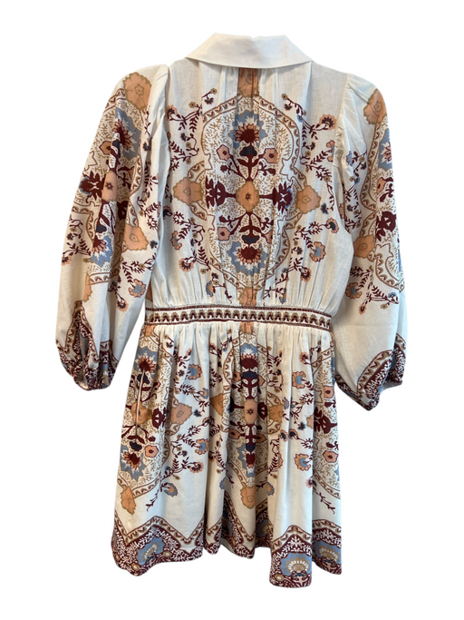 Cleobella Size Medium White & Multi Cotton Blend Lined Side Zip Dress White & Multi / Medium