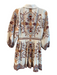 Cleobella Size Medium White & Multi Cotton Blend Lined Side Zip Dress White & Multi / Medium