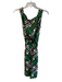 Milly Size 6 Green, Brown & White Silk Side Zip Sleeveless Belt Dress Green, Brown & White / 6