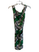 Milly Size 6 Green, Brown & White Silk Side Zip Sleeveless Belt Dress Green, Brown & White / 6