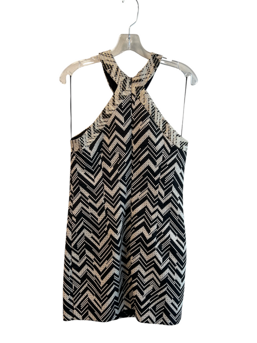 Trina Turk Size 6 Black, White & Gold Cotton Blend Back Zip Sleeveless Dress Black, White & Gold / 6