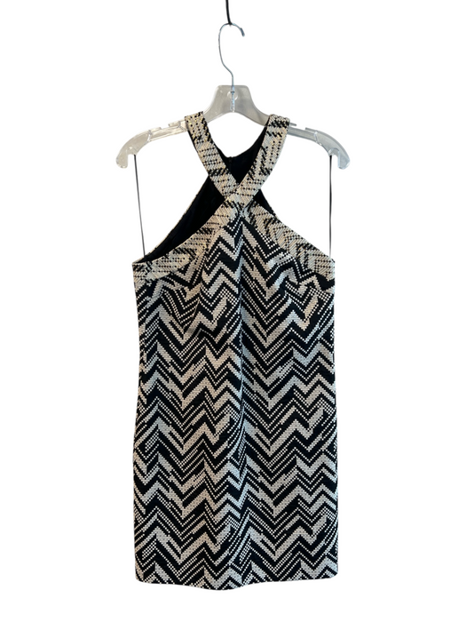 Trina Turk Size 6 Black, White & Gold Cotton Blend Back Zip Sleeveless Dress Black, White & Gold / 6