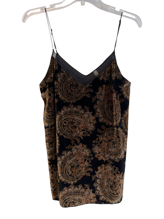 Free People Size Medium Black & Brown Polyester Blend Sleeveless mesh detail Top Black & Brown / Medium
