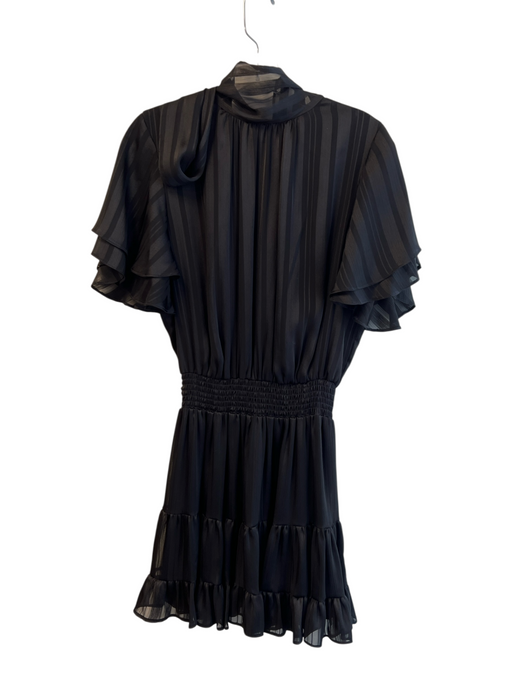Misa Size Medium Black Polyester Short flutter sleeve Textured Dress Black / Medium