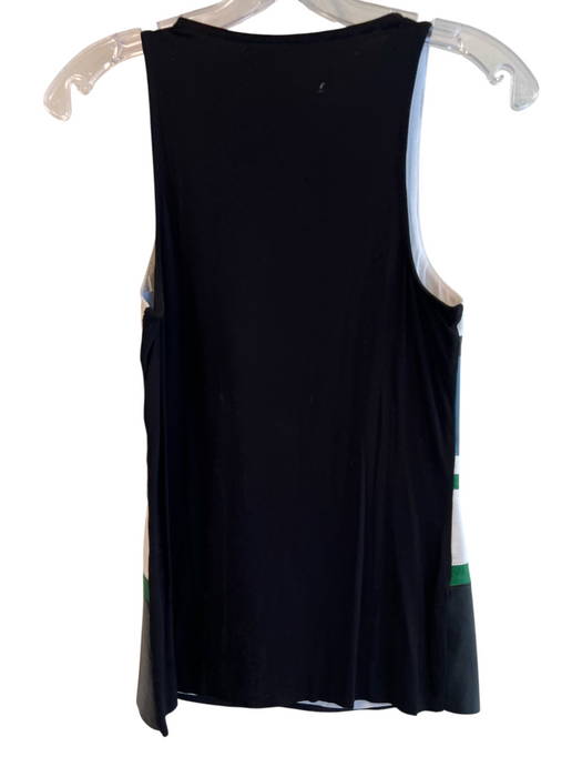 Bailey Size Medium White, Black & Blue Faux Leather Sleeveless Round Neck Top White, Black & Blue / Medium
