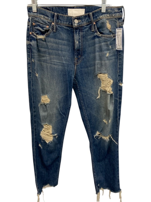 Mother Superior Size 27 Dark Wash Cotton Denim High Rise Distressed Skinny Jeans Dark Wash / 27