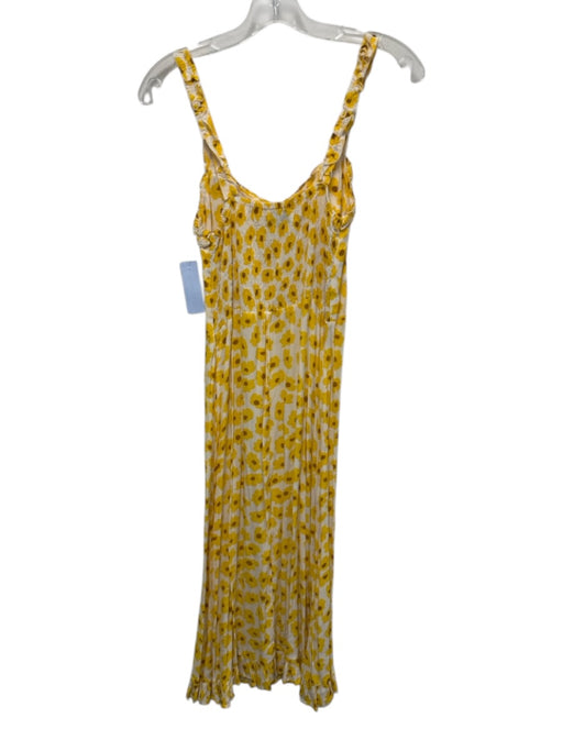 Faithful The Brand Size 6 Yellow, White, Brown Rayon Sleeveless Floral Dress Yellow, White, Brown / 6