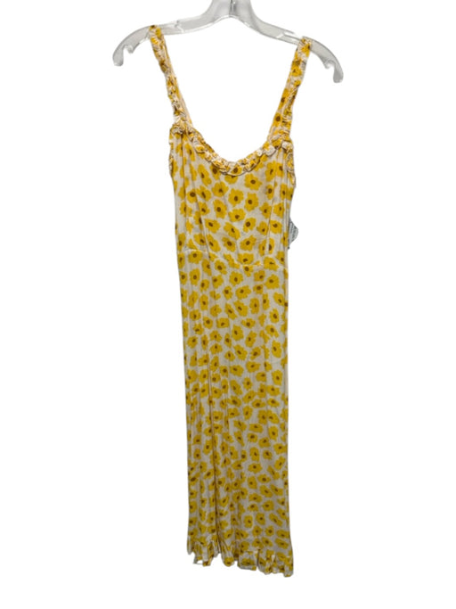 Faithful The Brand Size 6 Yellow, White, Brown Rayon Sleeveless Floral Dress Yellow, White, Brown / 6