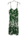 Farm Rio Size Medium Green & White Cotton Balls Leaves Tiered Maxi Dress Green & White / Medium