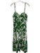 Farm Rio Size Medium Green & White Cotton Balls Leaves Tiered Maxi Dress Green & White / Medium