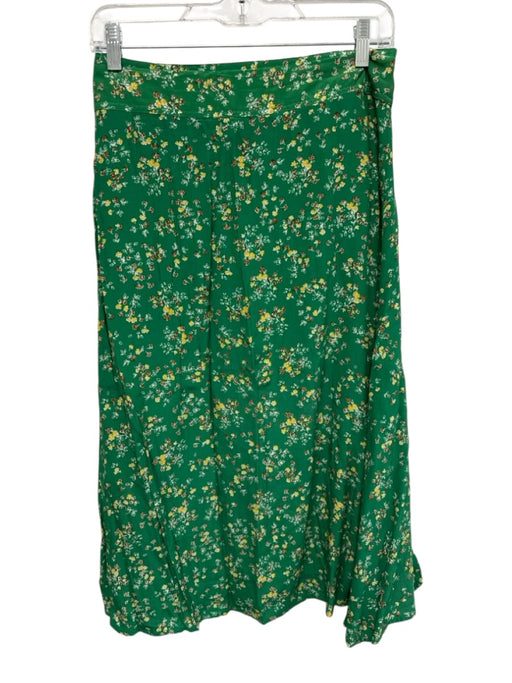 Faithful The Brand Size 4 Green, Yellow, Brown Rayon Floral Wrap Midi Skirt Green, Yellow, Brown / 4