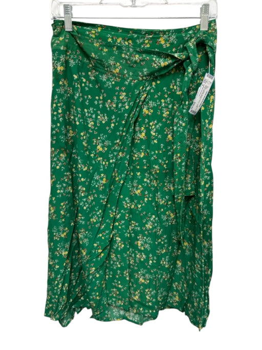 Faithful The Brand Size 4 Green, Yellow, Brown Rayon Floral Wrap Midi Skirt Green, Yellow, Brown / 4
