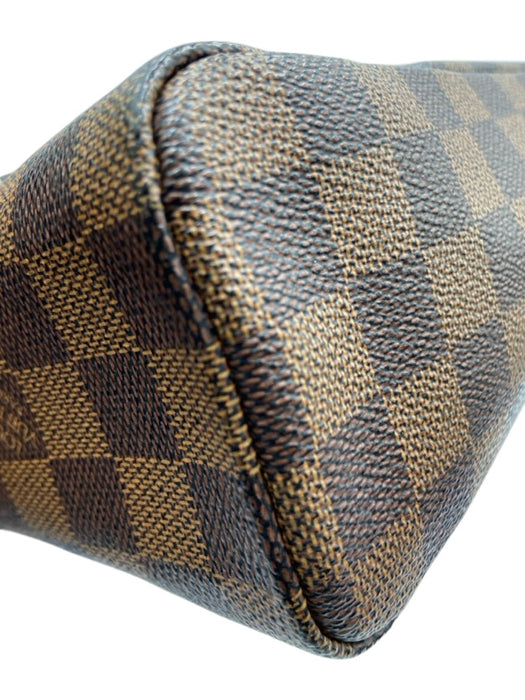 Louis Vuitton Brown Coated Canvas Damier Ebene Zip Close Front Pocket Bag Brown / PM