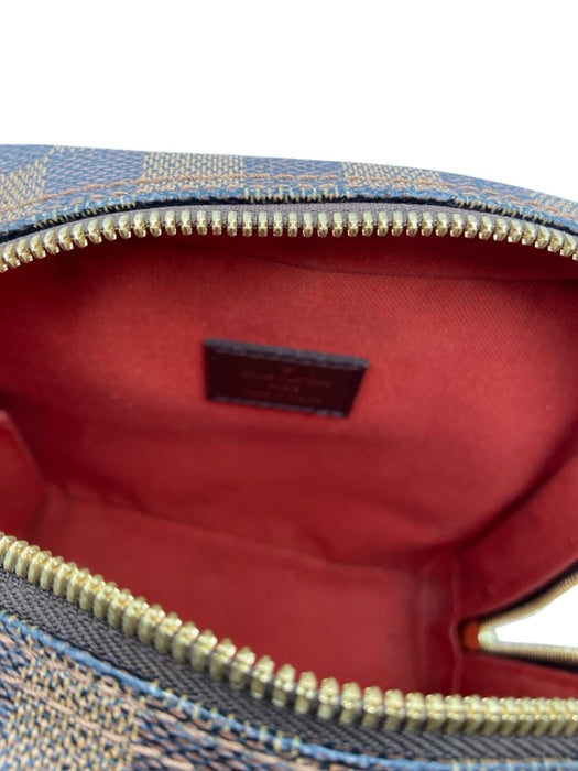 Louis Vuitton Brown Coated Canvas Damier Ebene Zip Close Front Pocket Bag Brown / PM