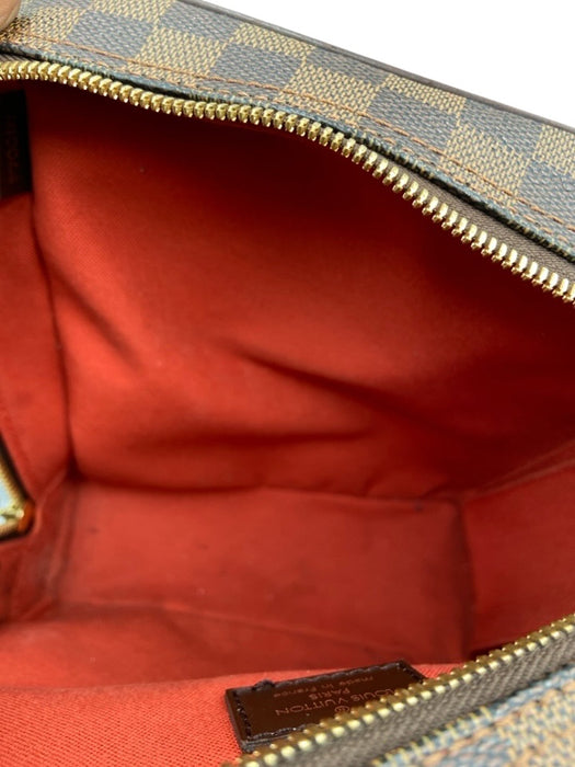 Louis Vuitton Brown Coated Canvas Damier Ebene Zip Close Front Pocket Bag Brown / PM