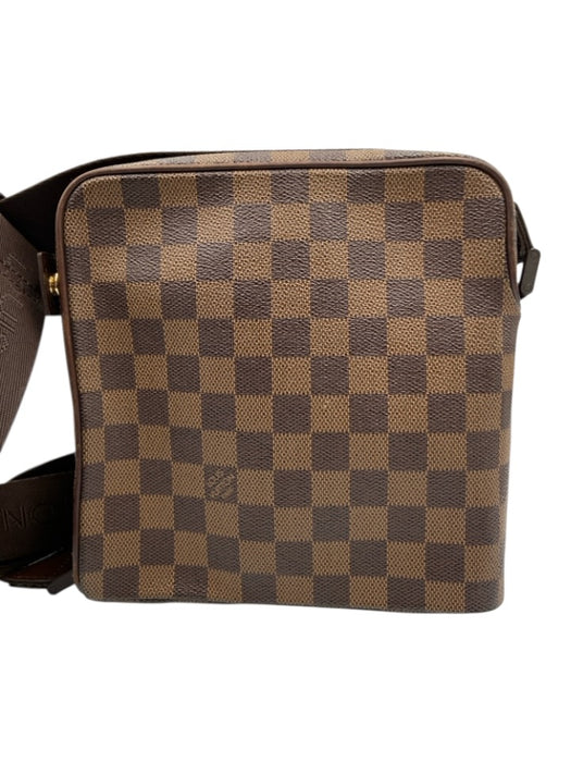 Louis Vuitton Brown Coated Canvas Damier Ebene Zip Close Front Pocket Bag Brown / PM