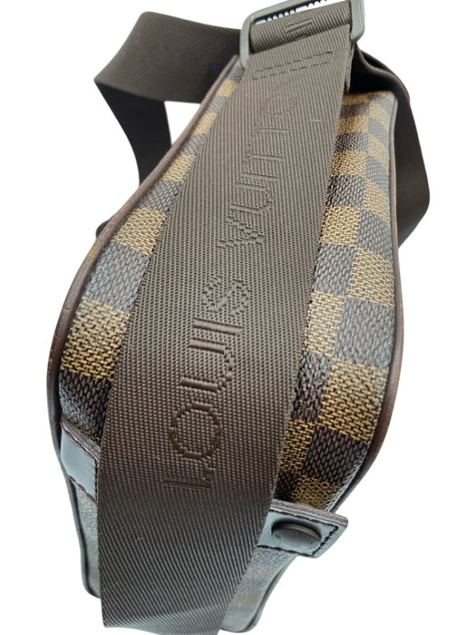 Louis Vuitton Brown Coated Canvas Damier Ebene Zip Close Front Pocket Bag Brown / PM