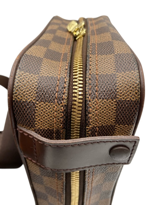 Louis Vuitton Brown Coated Canvas Damier Ebene Zip Close Front Pocket Bag Brown / PM